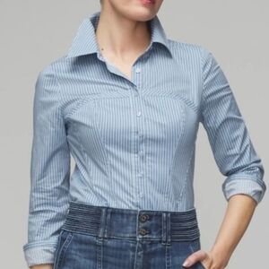 White House Black Market Poplin Corset Shirt